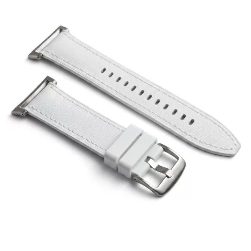 MYBANDZ Kívül puha bőr belül szilikon óraszíj/fehér/Samsung Galaxy Watch 8