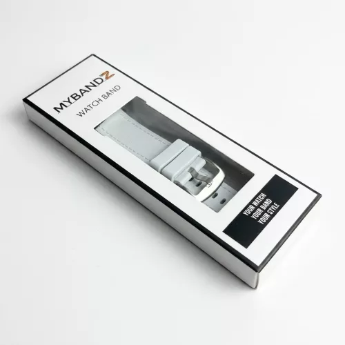MYBANDZ Kívül puha bőr belül szilikon óraszíj/fehér/Samsung Galaxy Watch 8