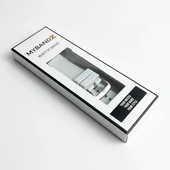 MYBANDZ Kívül puha bőr belül szilikon óraszíj/fehér/Samsung Galaxy Watch 8-9