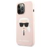 Karl Lagerfeld Head Liquid szilikon hátlap tok Apple iPhone 13 Pro, rózsaszín
