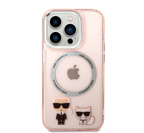 Karl Lagerfeld and Choupette MagSafe hátlap tok Apple iPhone 14 Pro, rózsaszín