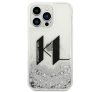 Karl Lagerfeld Liquid Glitter Big KL Apple iPhone 14 Pro hátlap tok, ezüst