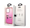 Karl Lagerfeld Gradient Ikonik Karl & Choupette Apple iPhone 14 Pro hátlap tok, rózsaszín