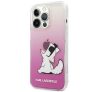 Karl Lagerfeld Choupette Fun Apple iPhone 14 Pro Max hátlap tok, rózsaszín