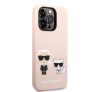 Karl Lagerfeld Silicone Karl & Choupette Apple iPhone 14 Pro Max Magsafe hátlap tok, halvány rózsaszín
