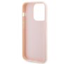 Karl Lagerfeld 3D Rubber Glitter Logo Apple iPhone 15 Pro hátlap tok, rózsaszín