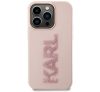 Karl Lagerfeld 3D Rubber Glitter Logo Apple iPhone 15 Pro Max hátlap tok, rózsaszín